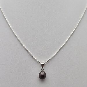 Freshwater Black Dark Real Pearl Necklace 24” Sterling Silver 925 Chain NWOT